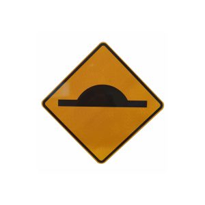 A Western Australia diamond-shaped speed bump warning sign indicating that there is a speed bump up ahead