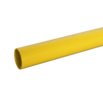 A galvanised yellow pipe in powder-coated safety yellow commonly used in construction and industrial applications.